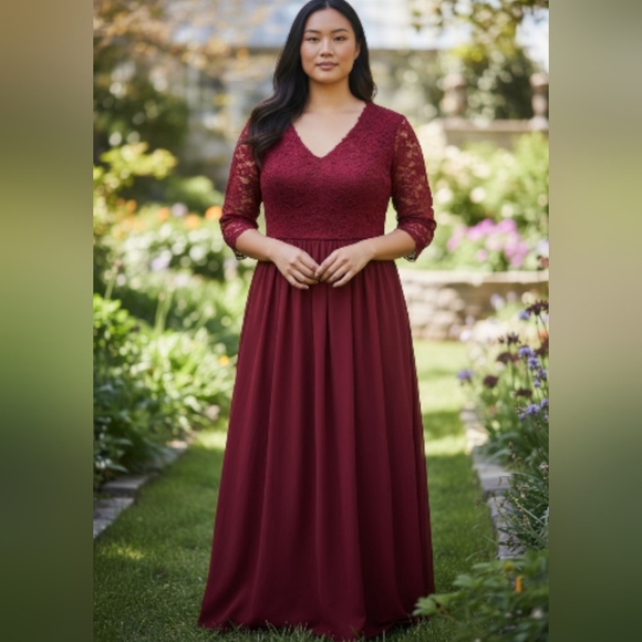 Nemidor Dresses & Skirts - Nemidor Burgundy Lace Maxi  Bridesmaid Formal Gown Holiday Size 20